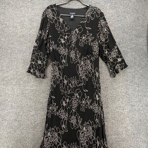 Womens Dress 14 Black Floral Vintage 90s Fairy Grunge Romantic Whimsigoth Y2K